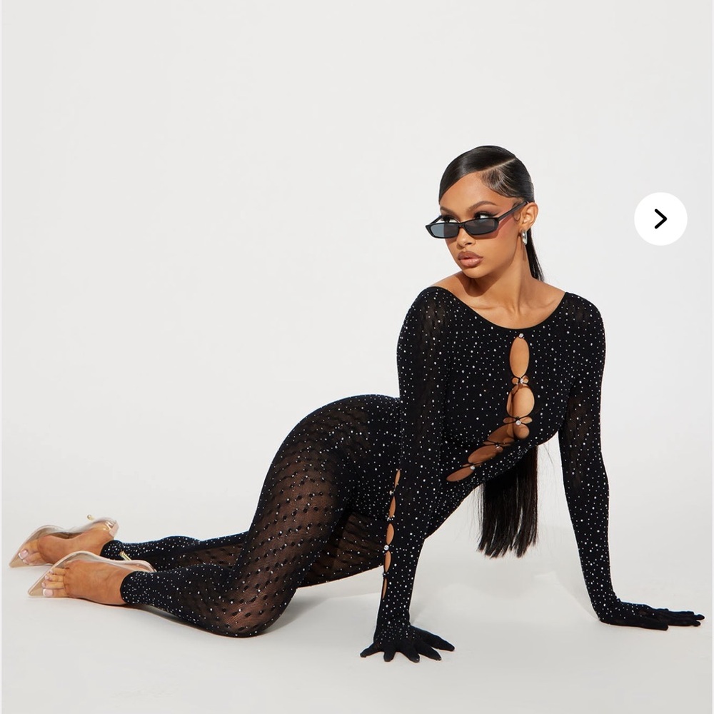Fashion Nova Black Sparkling Jumpsuit